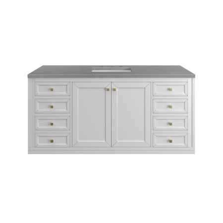 A large image of the James Martin Vanities 305-V60S-3GEX-HW Glossy White / Champagne Brass