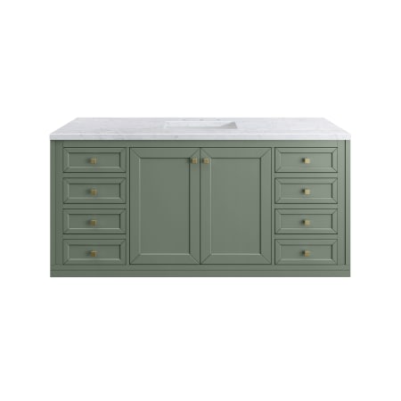 A large image of the James Martin Vanities 305-V60S-3CAR-HW Smokey Celadon / Champagne Brass