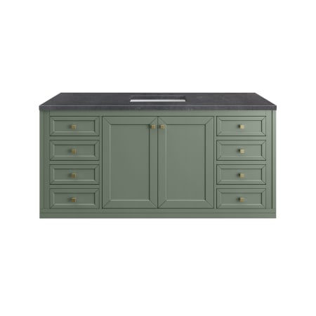 A large image of the James Martin Vanities 305-V60S-3CSP-HW Smokey Celadon / Champagne Brass