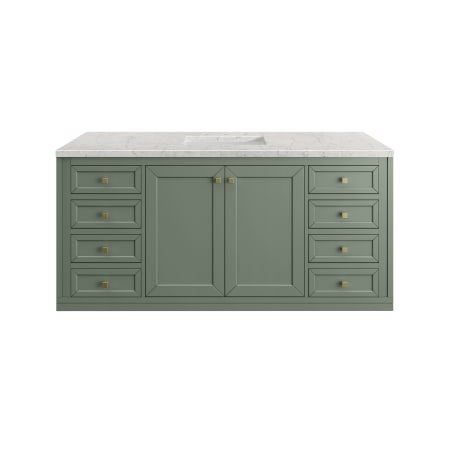 A large image of the James Martin Vanities 305-V60S-3EJP-HW Smokey Celadon / Champagne Brass