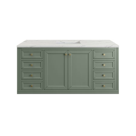 A large image of the James Martin Vanities 305-V60S-3ENC-HW Smokey Celadon / Champagne Brass