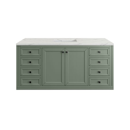 A large image of the James Martin Vanities 305-V60S-3ENC-HW Smokey Celadon / Matte Black