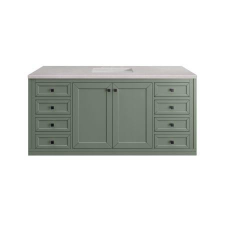 A large image of the James Martin Vanities 305-V60S-3ESR-HW Smokey Celadon / Matte Black