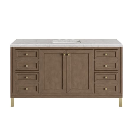 A large image of the James Martin Vanities 305-V60S-3EJP-HW White Washed Walnut / Champagne Brass