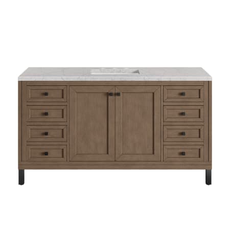 A large image of the James Martin Vanities 305-V60S-3EJP-HW White Washed Walnut / Matte Black