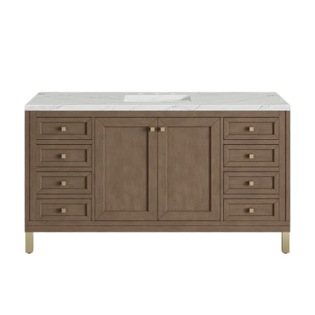 A large image of the James Martin Vanities 305-V60S-3ENC-HW White Washed Walnut / Champagne Brass
