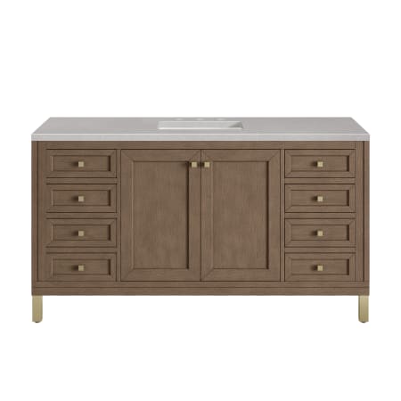 A large image of the James Martin Vanities 305-V60S-3ESR-HW White Washed Walnut / Champagne Brass