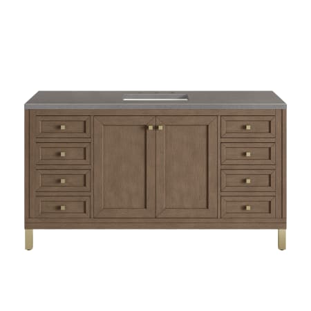 A large image of the James Martin Vanities 305-V60S-3GEX-HW White Washed Walnut / Champagne Brass