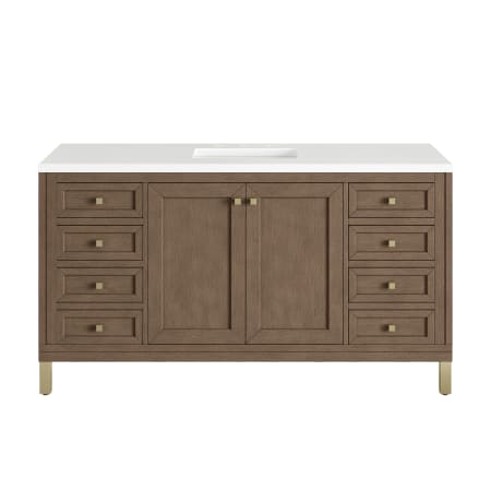 A large image of the James Martin Vanities 305-V60S-3WZ-HW White Washed Walnut / Champagne Brass