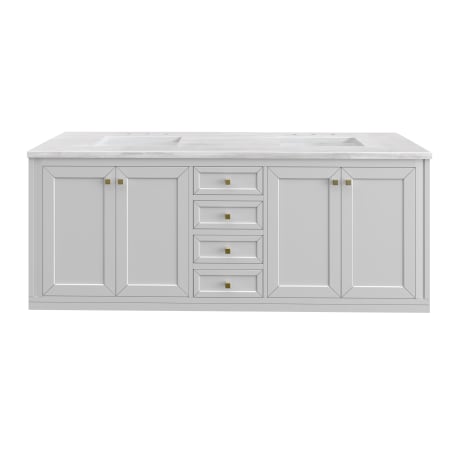A large image of the James Martin Vanities 305-V72-3AF-HW Glossy White / Champagne Brass