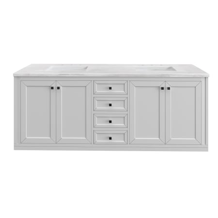 A large image of the James Martin Vanities 305-V72-3AF-HW Glossy White / Matte Black