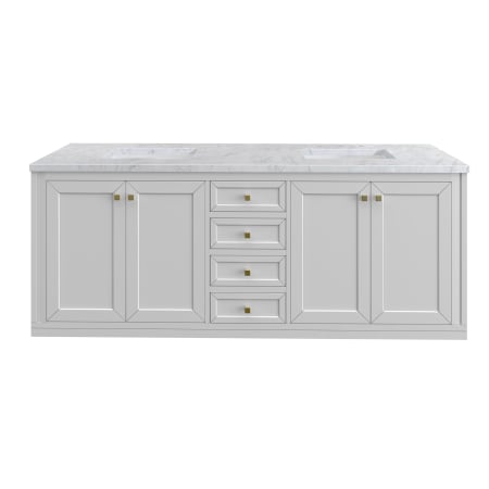 A large image of the James Martin Vanities 305-V72-3CAR-HW Glossy White / Champagne Brass