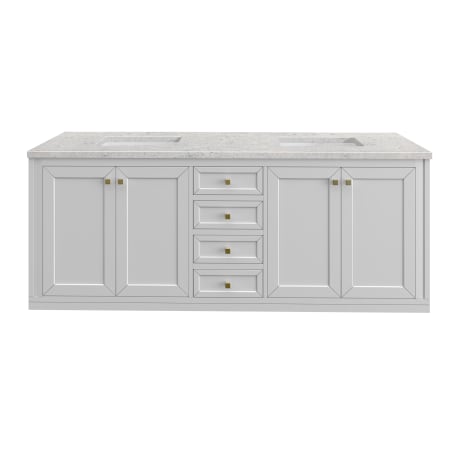 A large image of the James Martin Vanities 305-V72-3EJP-HW Glossy White / Champagne Brass