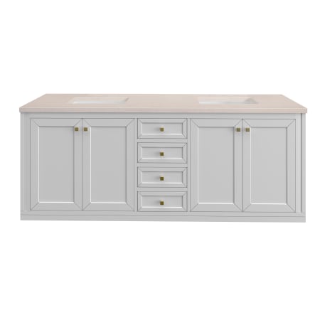 A large image of the James Martin Vanities 305-V72-3EMR-HW Glossy White / Champagne Brass