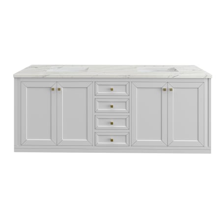 A large image of the James Martin Vanities 305-V72-3ENC-HW Glossy White / Champagne Brass