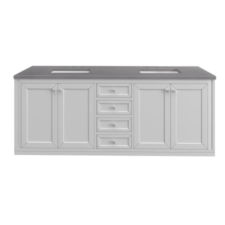 A large image of the James Martin Vanities 305-V72-3GEX-HW Glossy White / Brushed Nickel
