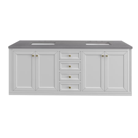 A large image of the James Martin Vanities 305-V72-3GEX-HW Glossy White / Champagne Brass