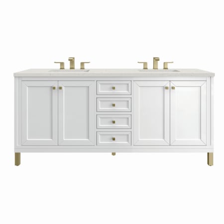 A large image of the James Martin Vanities 305-V72-3LDL Glossy White