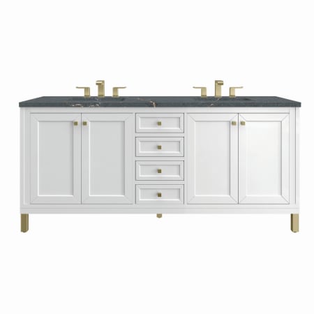 A large image of the James Martin Vanities 305-V72-3PBL Glossy White