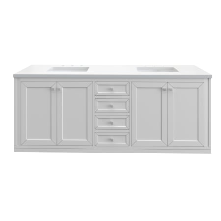 A large image of the James Martin Vanities 305-V72-3WZ-HW Glossy White / Brushed Nickel