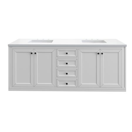 A large image of the James Martin Vanities 305-V72-3WZ-HW Glossy White / Matte Black