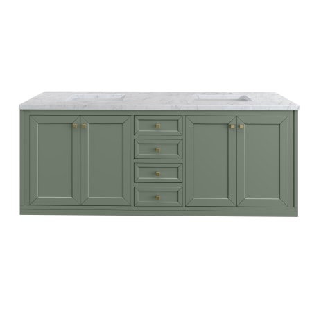 A large image of the James Martin Vanities 305-V72-3CAR-HW Smokey Celadon / Champagne Brass