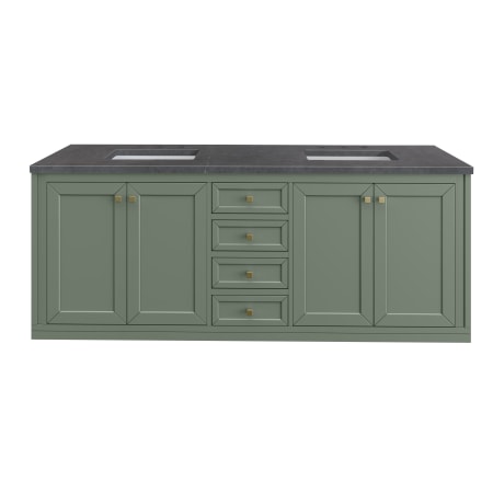 A large image of the James Martin Vanities 305-V72-3CSP-HW Smokey Celadon / Champagne Brass