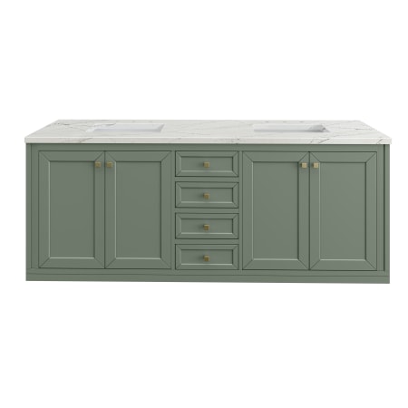 A large image of the James Martin Vanities 305-V72-3ENC-HW Smokey Celadon / Champagne Brass