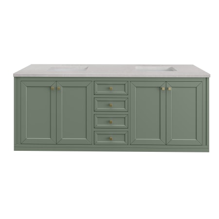 A large image of the James Martin Vanities 305-V72-3ESR-HW Smokey Celadon / Champagne Brass