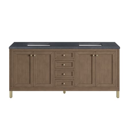 A large image of the James Martin Vanities 305-V72-3CSP-HW White Washed Walnut / Champagne Brass