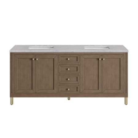 A large image of the James Martin Vanities 305-V72-3EJP-HW White Washed Walnut / Champagne Brass