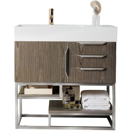 A large image of the James Martin Vanities 388-V36-BN-GW Ash Gray