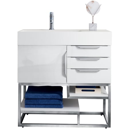 A large image of the James Martin Vanities 388-V36-BN Glossy White