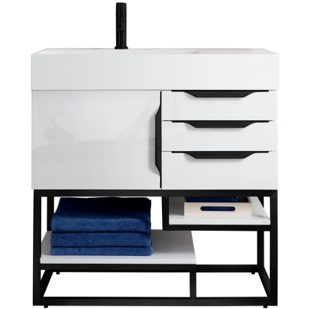 A large image of the James Martin Vanities 388-V36-MB-GW Glossy White