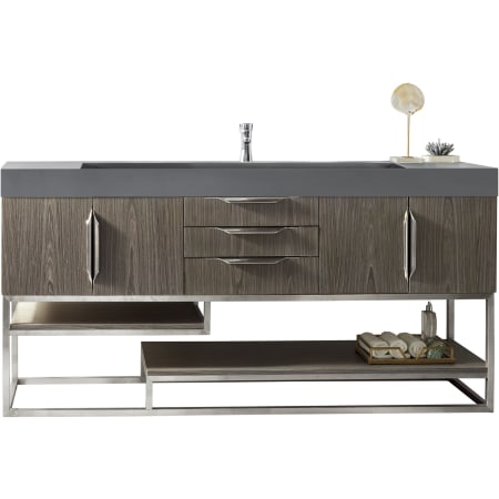 A large image of the James Martin Vanities 388-V72S-BN-DGG Ash Gray