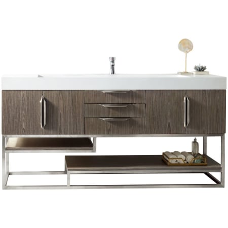 A large image of the James Martin Vanities 388-V72S-BN-GW Ash Gray