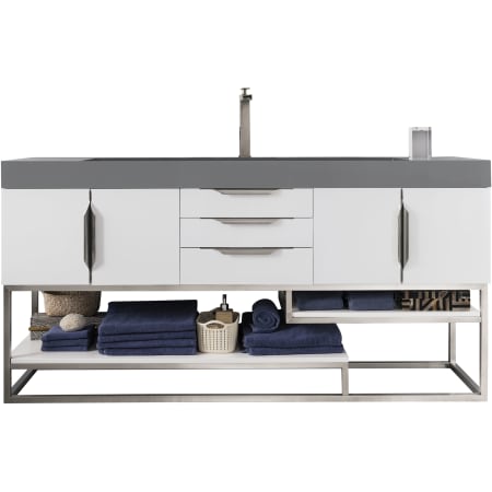 A large image of the James Martin Vanities 388-V72S-BN-DGG Glossy White