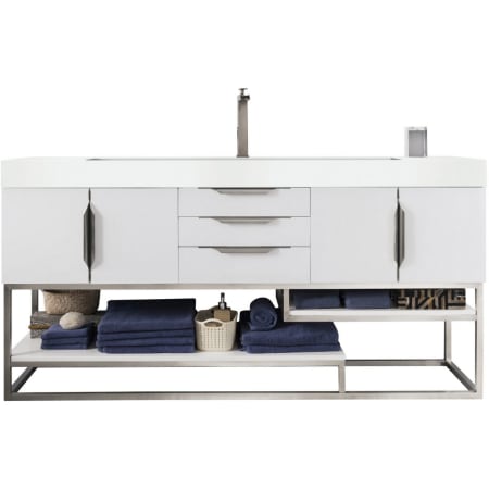 A large image of the James Martin Vanities 388-V72S-BN-GW Glossy White