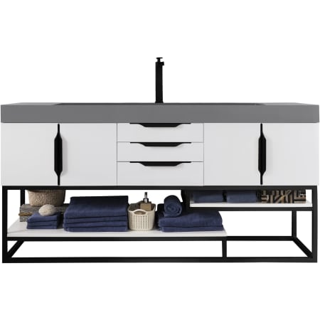 A large image of the James Martin Vanities 388-V72S-MB-DGG Glossy White