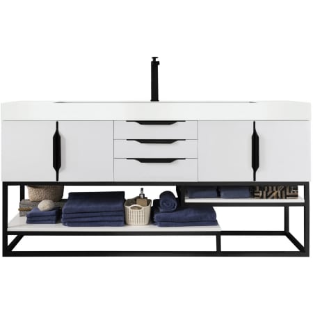 A large image of the James Martin Vanities 388-V72S-MB-GW Glossy White