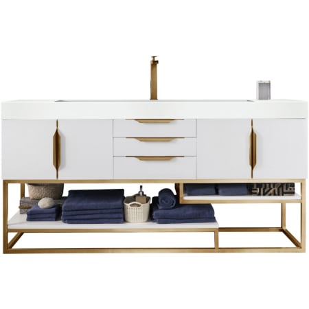 A large image of the James Martin Vanities 388-V72S-RG-GW Glossy White