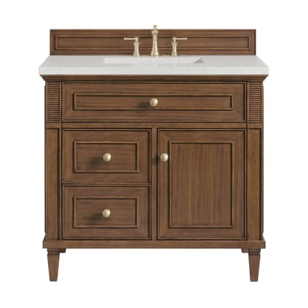 A large image of the James Martin Vanities 424-V36-3LDL Mid-Century Walnut