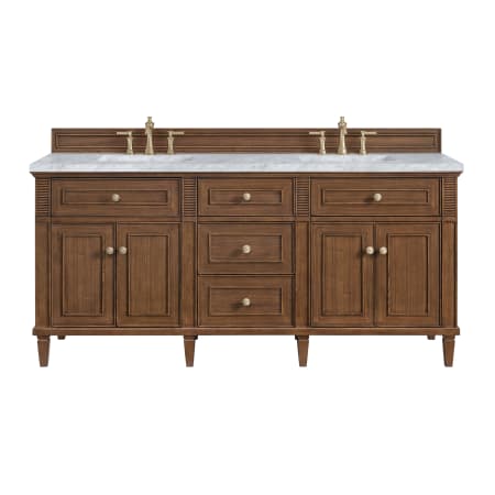 A large image of the James Martin Vanities 424-V72-3CAR Mid-Century Walnut