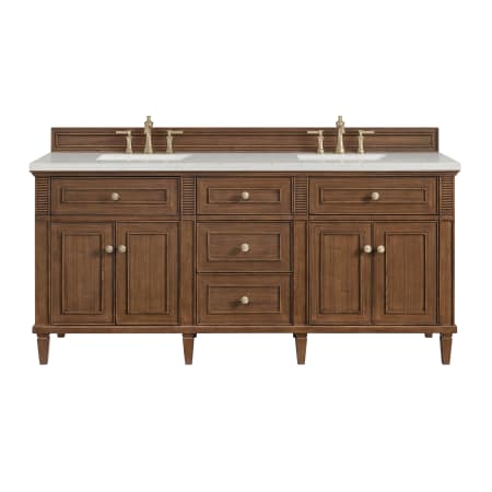 A large image of the James Martin Vanities 424-V72-3LDL Mid-Century Walnut