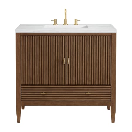 A large image of the James Martin Vanities 485-V36-3AF Mid-Century Walnut