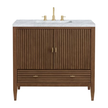 A large image of the James Martin Vanities 485-V36-3CAR Mid-Century Walnut