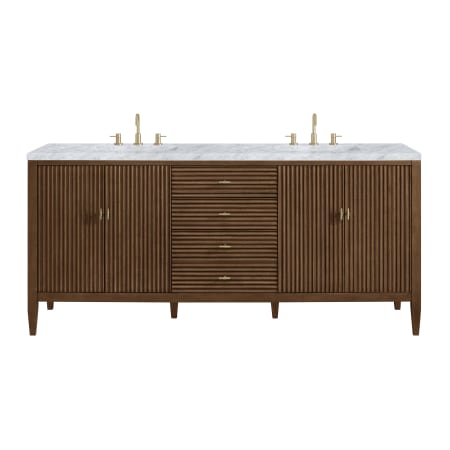 A large image of the James Martin Vanities 485-V72-3CAR Mid-Century Walnut