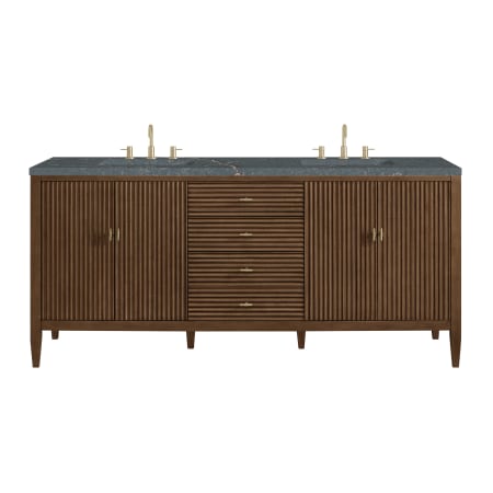 A large image of the James Martin Vanities 485-V72-3PBL Mid-Century Walnut