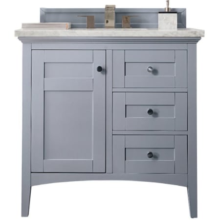 A large image of the James Martin Vanities 527-V36-3CAR Silver Gray