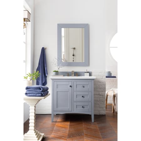 A large image of the James Martin Vanities 527-V36-3WZ Silver Gray